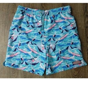 Vineyard Vines Swim Trucks Boys Extra Large 6" Printed Chappy Airplanes Beach
